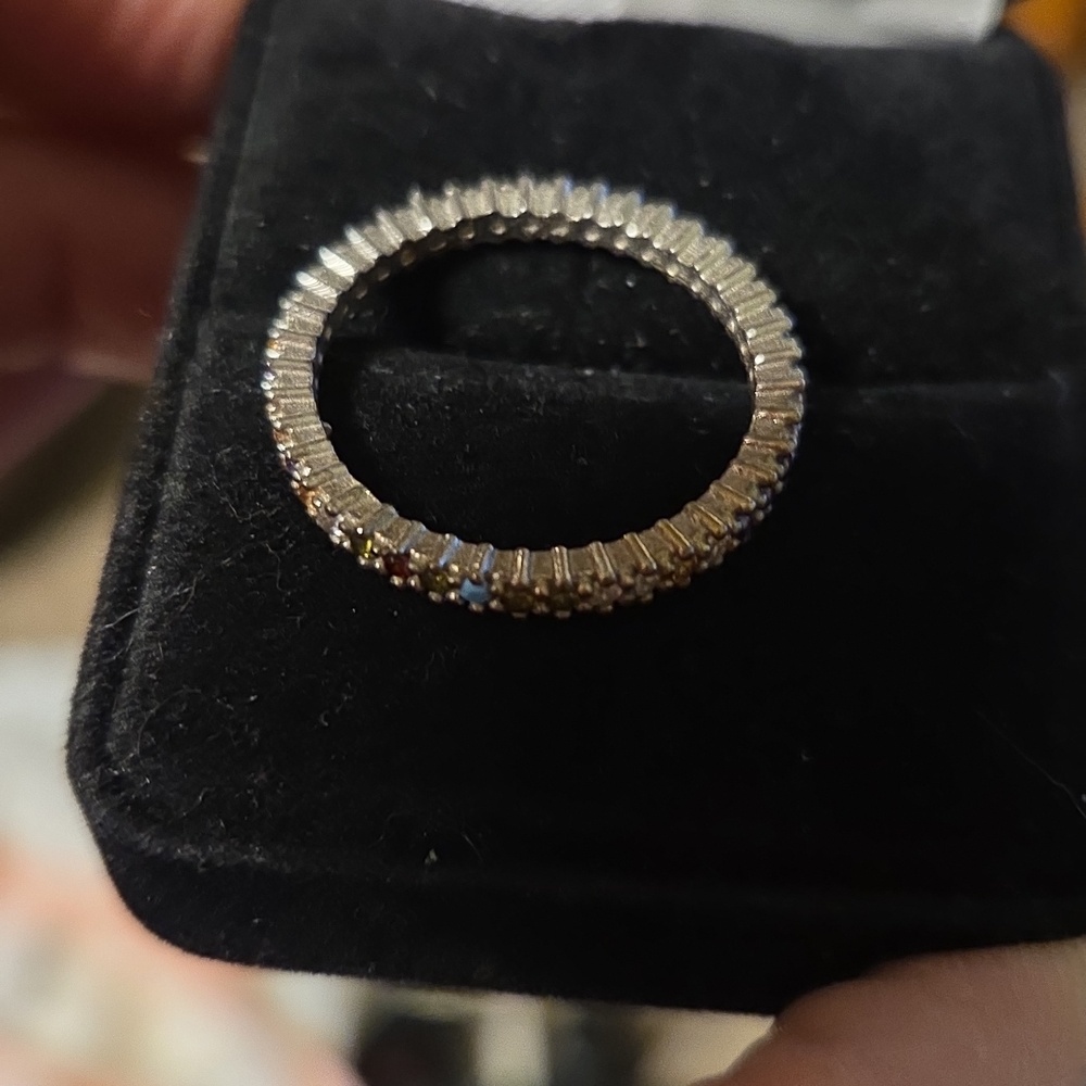 Multi-Moissonite Pav Stackable Ring - Pink And Mu… - image 2